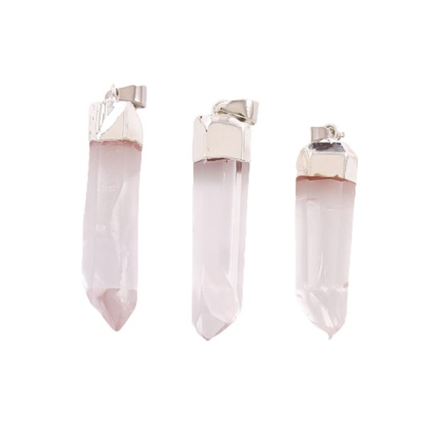 Natural Stone White Crystal Irregular Hexagonal Column Pendant Pendant
