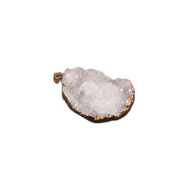 Cross border electroplated raw stone white crystal pendant