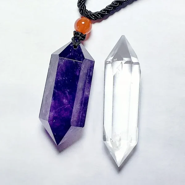 Shining Diamond Crystal Column Purple Crystal Spirit Pendant Hexagonal Prism