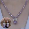 Elegant Purple Rhinestone Pearl Necklace for Women, Lightweight Luxury Fashion Accessory, Perfect for Sweaters, Also Available as Matching Earrings.